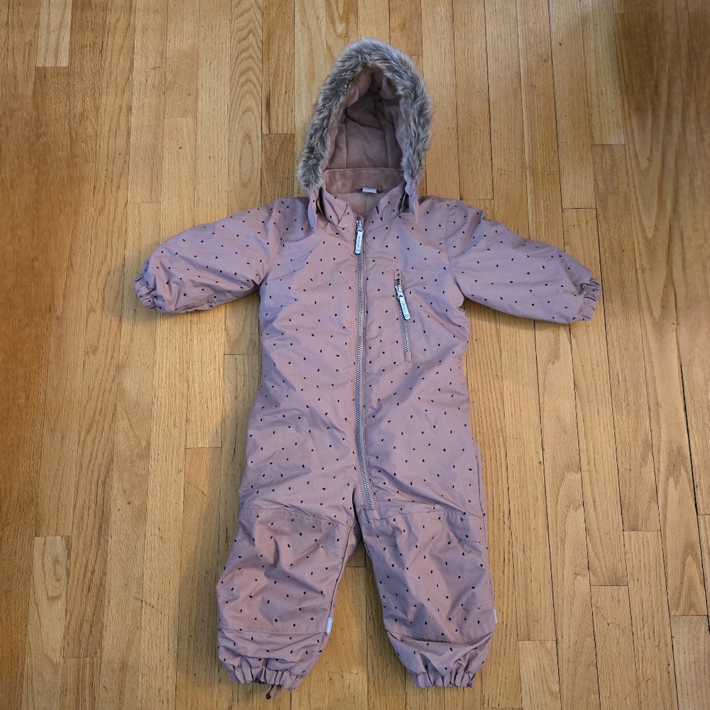 SOLD- NWOT Polka Dot Dusty Pink Girls Bunting Snowsuit